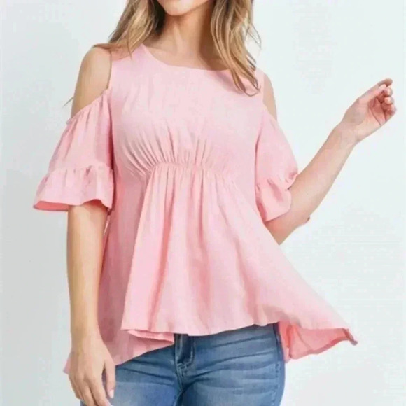 Pink Top Tunic Cold Shoulder - Picture 1 of 6